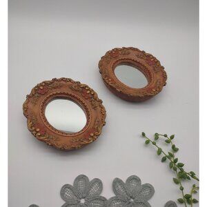 Vintage Pair of Oval Ornate Plaster Chalkware Mirrors Wall Mount, Gallery